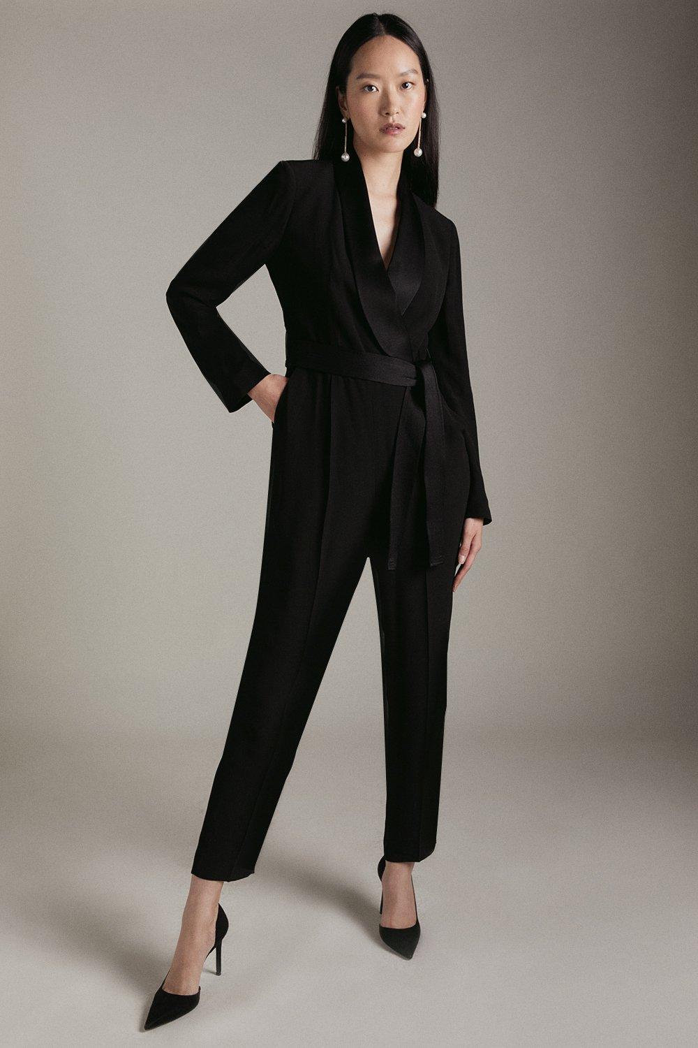 Tuxedo Wrap Jumpsuit | Karen Millen